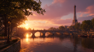 朝方のエッフェル塔